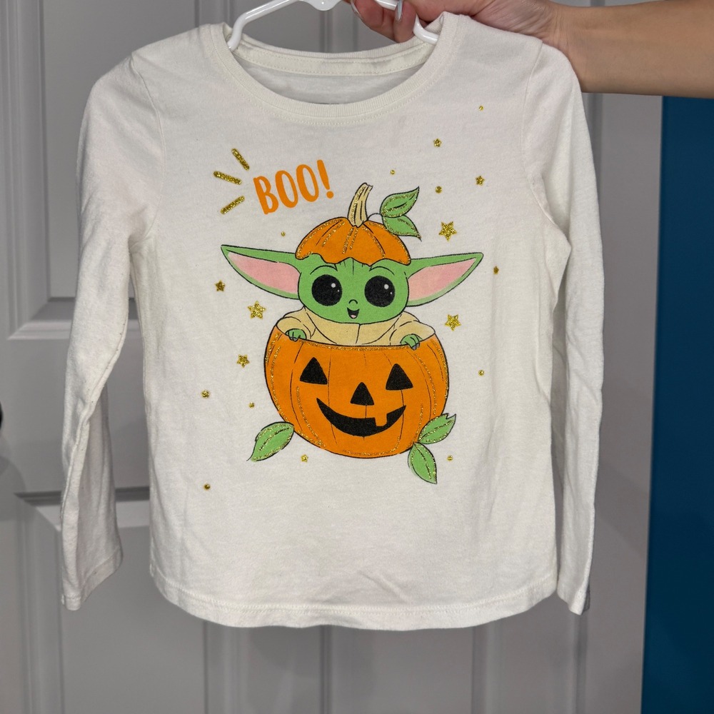 Star Wars Jumping‎ Beans Baby Yoda Grogu Halloween Pumpkin Shirt Size 3T